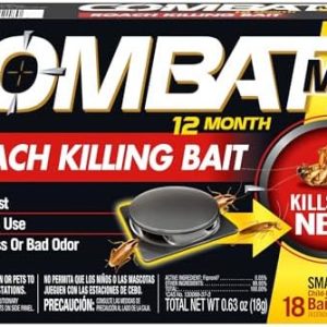 Combat Max 12 Month Roach Killing Bait, Small Roach Bait Station, Child-Resistant, 18 Count