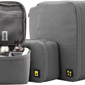 LEVEL8 4 Set Packing Cubes Travel Luggage Packing Organizers - Grey
